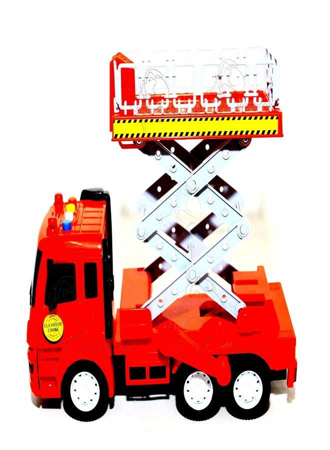 Globular Red Elevator Crane Friction Pull Back Vehicle Truck Engineering Set Toys for Girls Boys Light and Sound +3 Year Best Gift Your Children 28 CM - Image 1